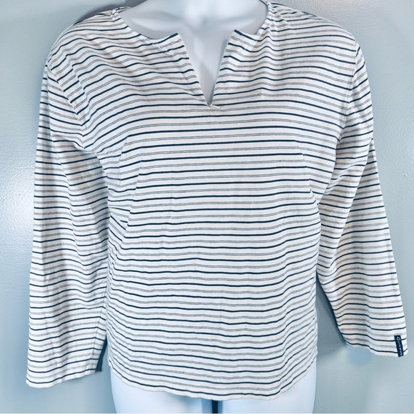 Liz Claiborne Woman Striped Knit Top | Size 3X | Navy & Ivory Long Sleeve - Picture 3 of 12